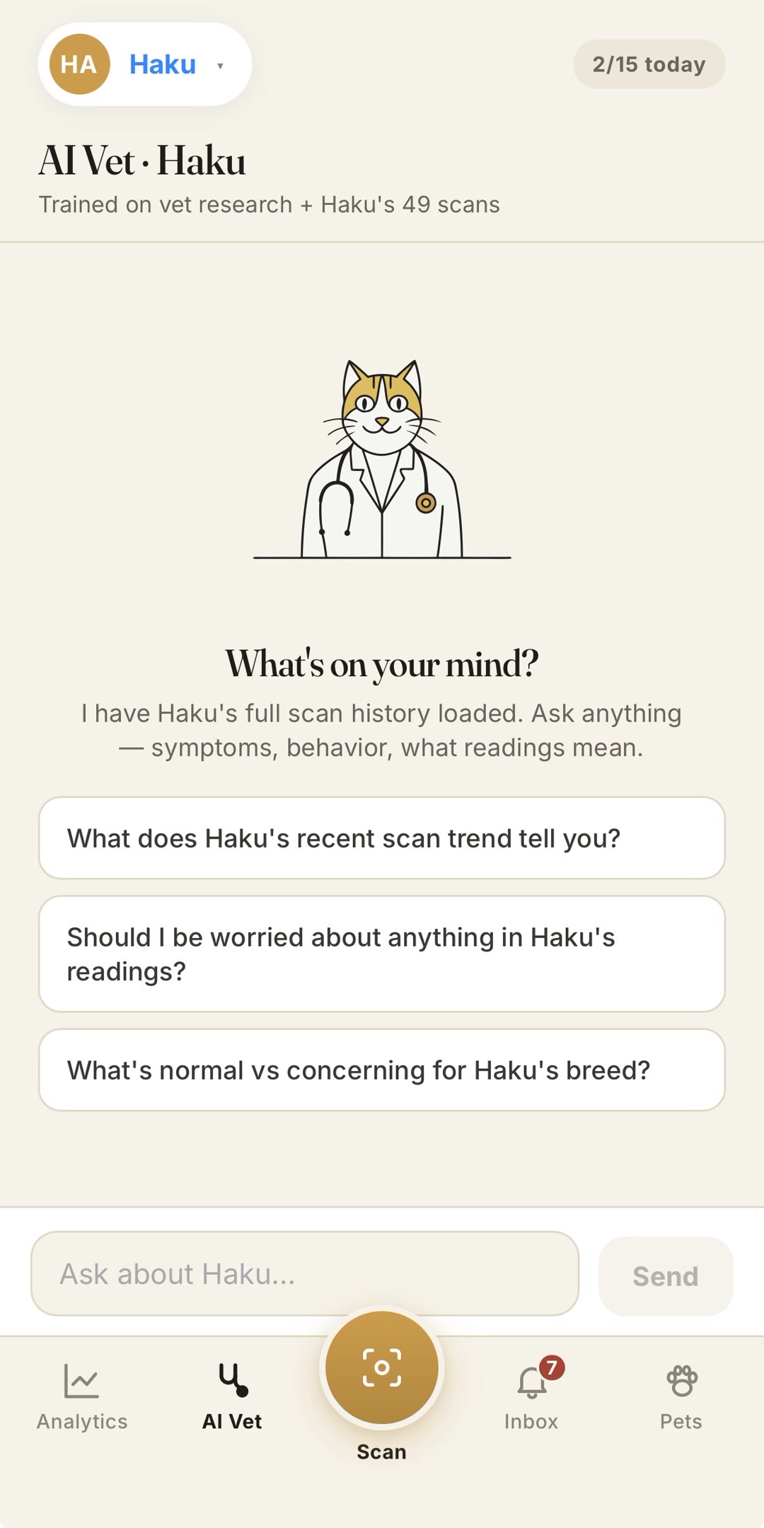 Haku AI Vet - ask anything about your cat