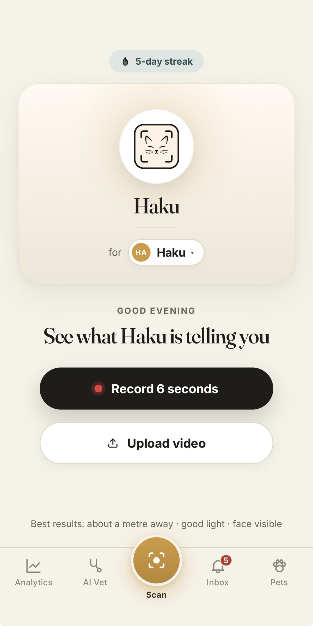 Haku scan home - record a 6-second clip