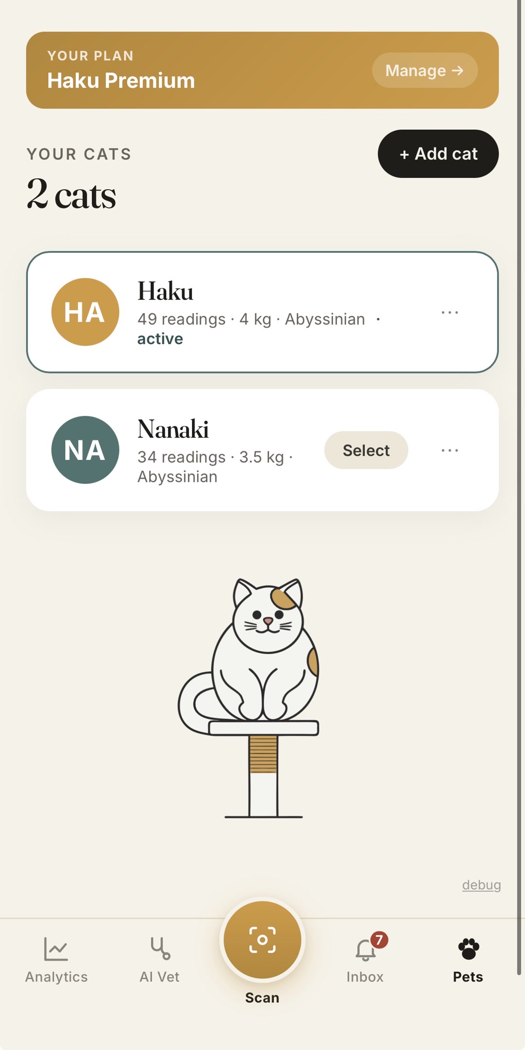 Haku pets - a profile for every cat in the house